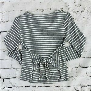 A New Day Striped V-Neck Tie Back Tee Medium grey
